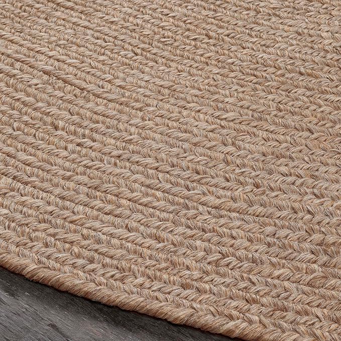 Superior Indoor/Outdoor Area Rug, Reversible Braided Floor Decor for Living Room, Kitchen, Patio, Front Porch, Modern Boho Farmhouse Rugs, Hardwood, Bedroom Accessories, 4' x 6', Latte