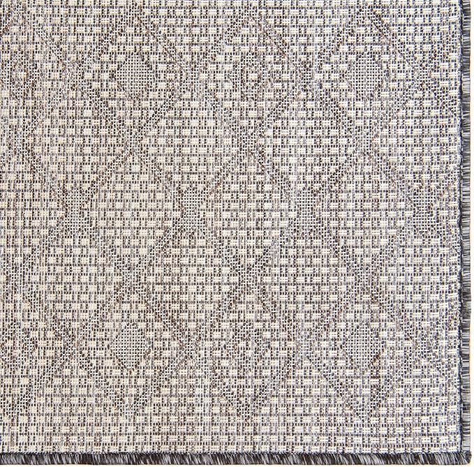 Unique Loom Outdoor Trellis Collection Area Rug - Tribal Trellis (7' 10" Square, Charcoal Gray/ Natural)