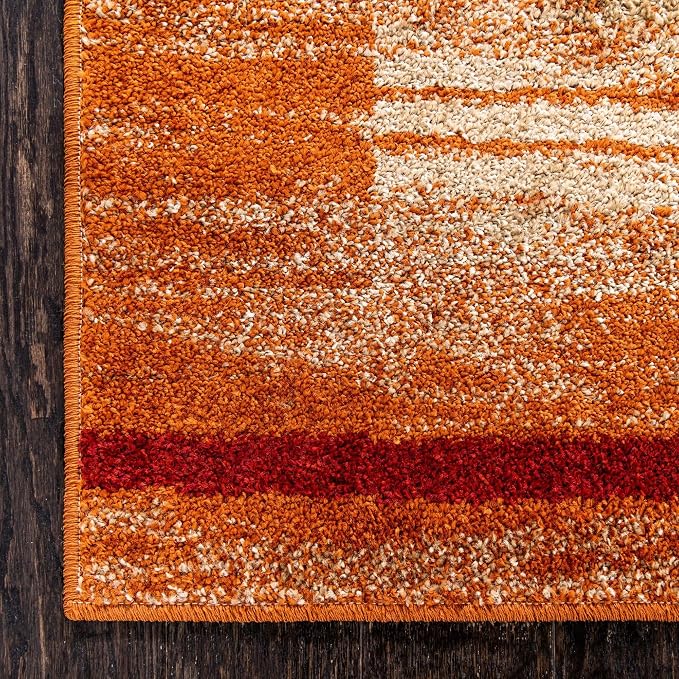 Unique Loom Autumn Collection Modern Contemporary Casual Abstract Area Rug (Beige/ Terracotta Rustic, 9 x 12 ft Rectangular)