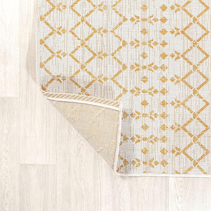 JONATHAN Y Moroccan Geometric Indoor Outdoor Area Rug 9X12 Cream/Yellow, Ourika Textured Weave for Backyard, Patio, Porch, Easy-Cleaning, High Traffic, Pet-Friendly, Non-Shedding (SMB108J-9)
