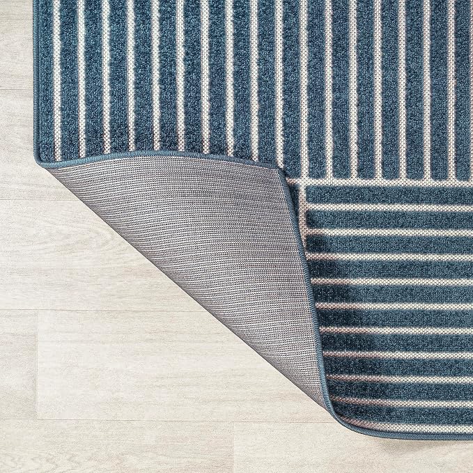 JONATHAN Y Nordby High-Low Arch Striped Navy/Cream Indoor/Outdoor Area Rug, 8x10, Contemporary, Bohemian, Transitional for Bedroom,Kitchen,Living Room,Non Shedding,Easy-Washing (SCN104A-8)