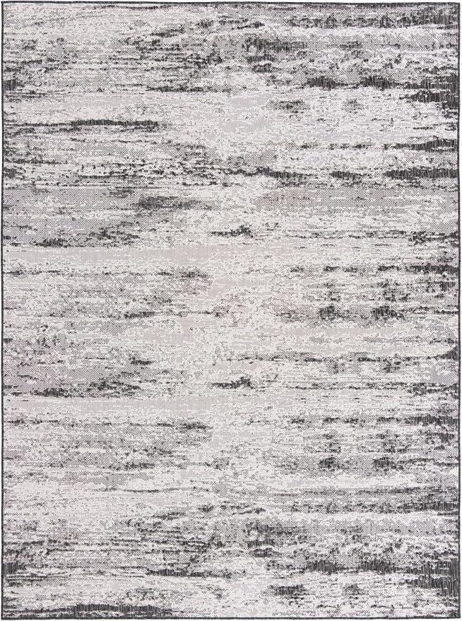 Unique Loom Outdoor Modern Collection Area Rug - Cartago (9' x 12' Rectangle, Charcoal/ Ivory)