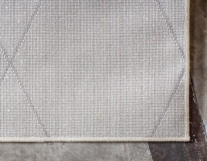 Unique Loom Trellis Frieze Collection Area Rug - Geometric (3' 3" x 5' 3", Ivory/ Gray)
