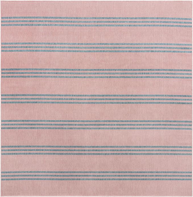 Jill Zarin Jill Zarin Outdoor Collection Area Rug - Anguilla (10' 8" Square, Pink and Aqua/ Blue)