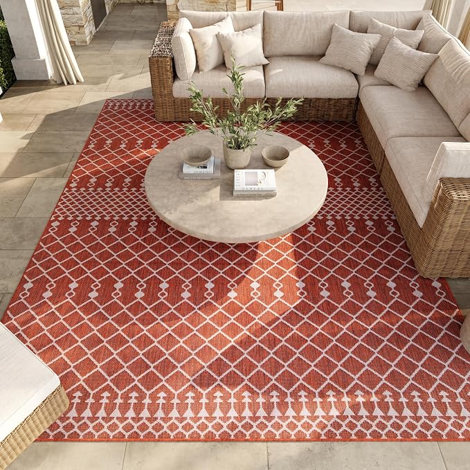 Nourison Home Positano Terracotta 12' x 15' Area Rug - Easy Clean, Non Shedding, Bed Room, Living Room, Dining Room, Kitchen (12' x 15')