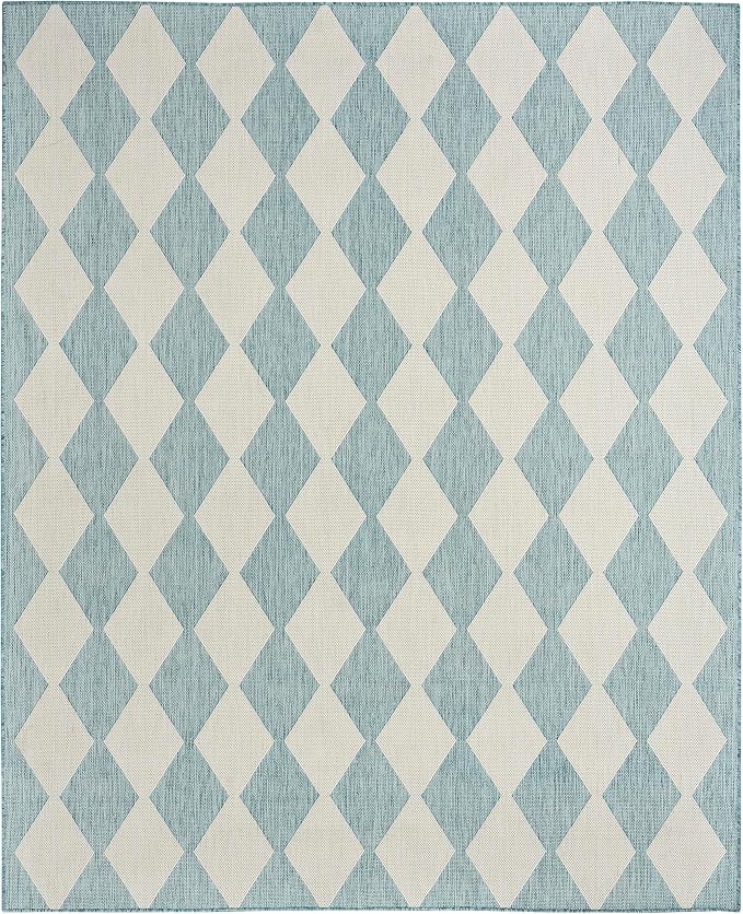Nourison Home Positano Aqua 7' x 10' Area Rug - Easy Clean, Non Shedding, Bed Room, Living Room, Dining Room, Kitchen (7' x 10')