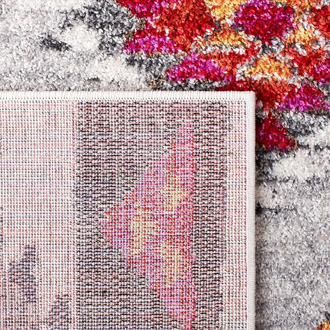 SAFAVIEH Adirondack Collection Area Rug - 6' x 9', Grey & Red, Boho Tribal Design, Non-Shedding & Easy Care, Ideal for High Traffic Areas in Living Room, Bedroom (ADR245F)