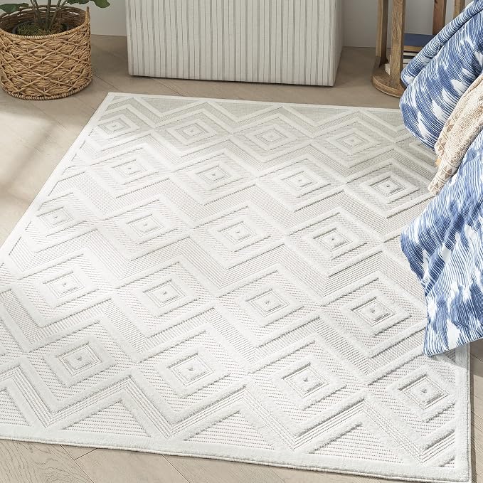 Nourison Home Versatile Ivory White 4' x 6' Area Rug - Easy Clean, Non Shedding, Bed Room, Living Room, Dining Room, Kitchen (4' x 6')