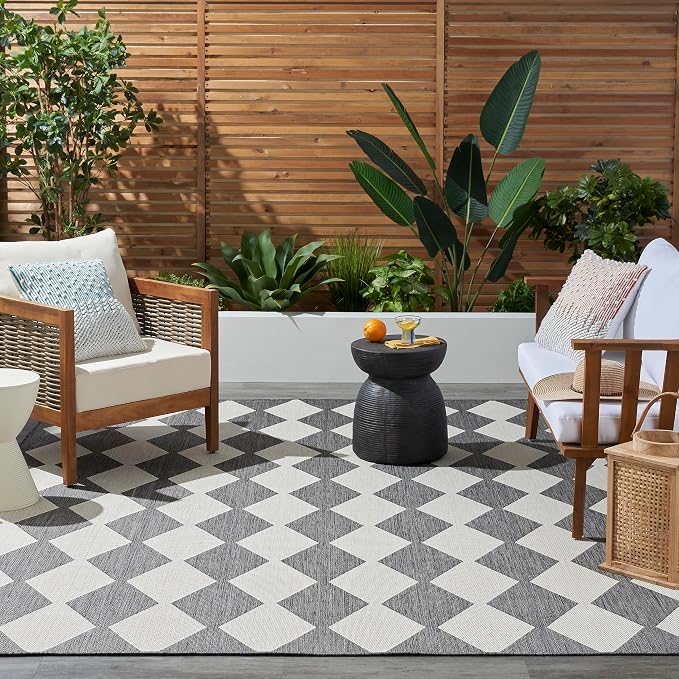 Nourison Home Positano Charcoal 6' x 9' Area Rug - Easy Clean, Non Shedding, Bed Room, Living Room, Dining Room, Kitchen (6' x 9')
