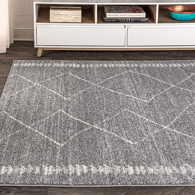 JONATHAN Y Zaina Moroccan Beni Souk Gray/Cream Indoor Area Rug, 8x10, Contemporary, Modern, Easy-Cleaning for Living Room, Bedroom, Kitchen, Pet Friendly, Non-Shedding (MOH203C-8)