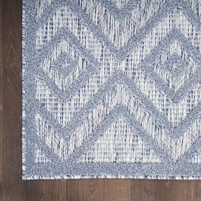 Nourison Home Versatile Denim Blue 6' x 9' Area Rug - Easy Clean, Non Shedding, Bed Room, Living Room, Dining Room, Kitchen (6' x 9')