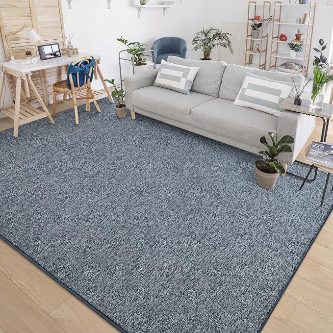 Chicrug Modern 7x10 Memory Foam Area Rugs for Bedroom Living Room | Low-pile Carpet Rug for Kids Playroom, Floor Rug for Bedside Dorm Dining Room Home, Blue and White