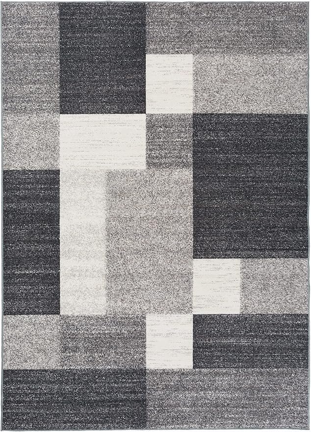 Rugshop Geometric Boxes Non-Slip Modern Living Room Area Rug Gray 10' x 14' | Non-Shedding, Rectangular, Size 10' x 14', Bedroom, Dining Room, Home Office, Kitchen, Entryway, Hallway, Nursery, Kids Room