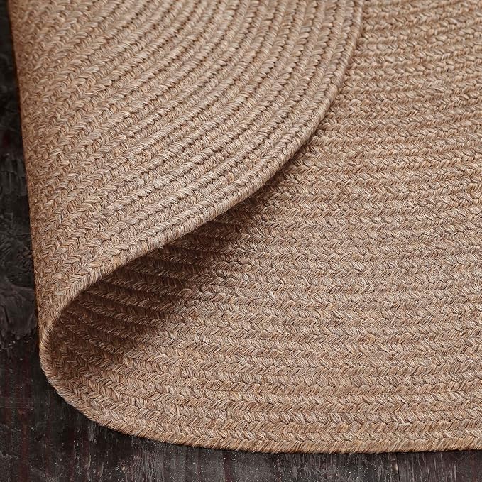 Superior Indoor/Outdoor Area Rug, Reversible Braided Floor Decor for Living Room, Kitchen, Patio, Front Porch, Modern Boho Farmhouse Rugs, Hardwood, Bedroom Accessories, 4' x 6', Latte