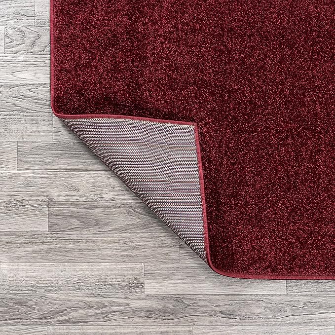JONATHAN Y Haze Solid Low-Pile Dark Red 9x9 Square Indoor Area Rug, Coastal,Bohemian,Minimalist,Classic, Easy-Cleaning for Living Room,Bedroom,Kitchen,Pet Friendly,Non-Shedding (SEU100Q-9SQ)