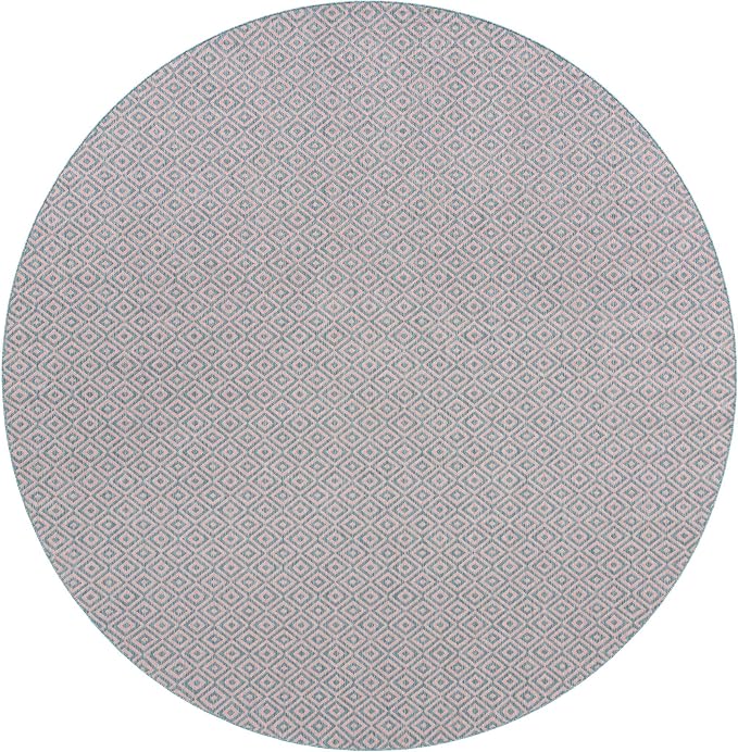 Unique Loom Jill Zarin Jill Zarin Outdoor Collection Area Rug - Costa Rica (13' Round, Pink and Aqua/Light Blue)