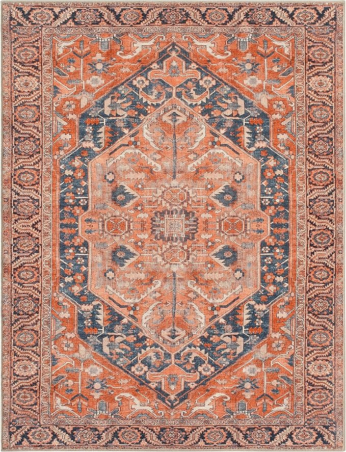 Keen Home Design Vintage Washable Entryway Rug, Non-Slip Low Pile, 3x5 | Machine Washable Cotton Chenille, 0.25In Low Pile, Rubber Non-Slip Back; Entryway, Kitchen, Bathroom, Bedroom