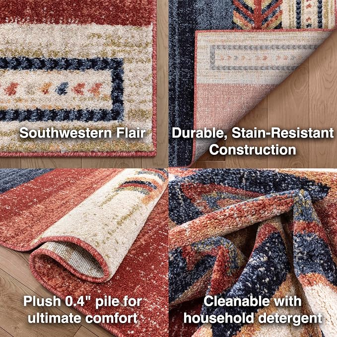 Well Woven Dustin Crimson Southwestern Medallion 5'3" x 7'3" Area Rug