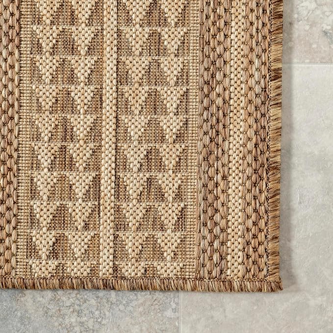 Nuloom Ranya Light Brown/Ivory, 8' x 10', Tribal Geometric, Soft and Cozy, High Traffic, Stain Resistant, Easy Clean, Durable Area Rug for Indoor/Outdoor Patio, Deck, Porch, Garden, Courtyard