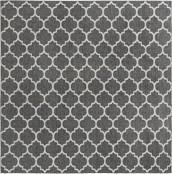 Unique Loom Outdoor Trellis Collection Area Rug - Trellis (Square 13' 0" x 13' 0", Black/ Ivory)