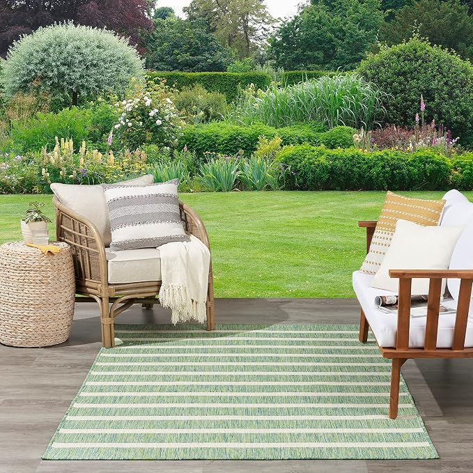 Nourison Home Positano Blue Green Ivory 6' x 9' Area Rug - Easy Clean, Non Shedding, Bed Room, Living Room, Dining Room, Kitchen (6' x 9')