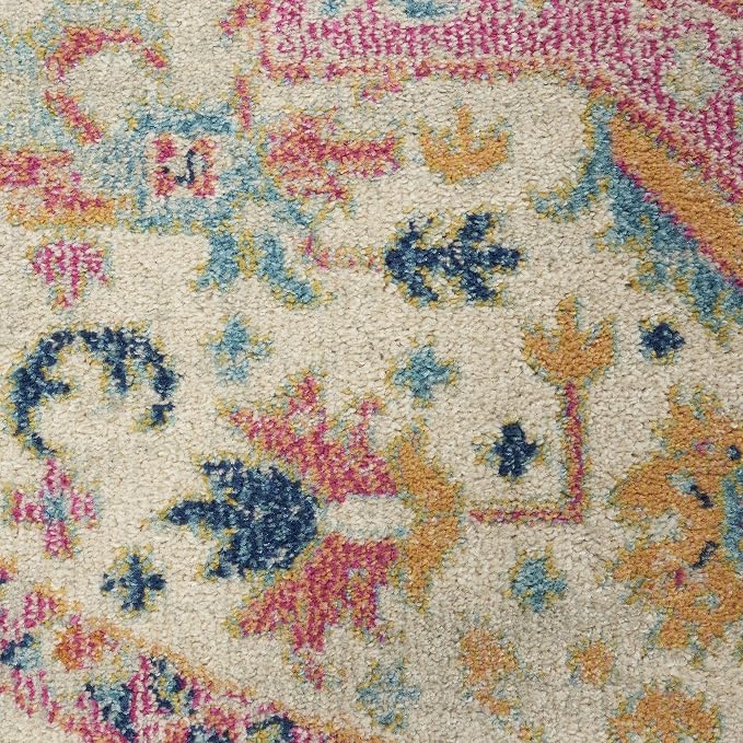 Nourison Home Passion Ivory Pink 2'2" x 10' Area Rug - Easy Clean, Non Shedding, Bed Room, Living Room, Dining Room, Kitchen (10' Runner)