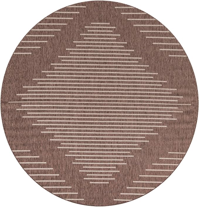 Unique Loom Outdoor Modern Collection Area Rug - Tambor (10' 8" Round Brown/Ivory)