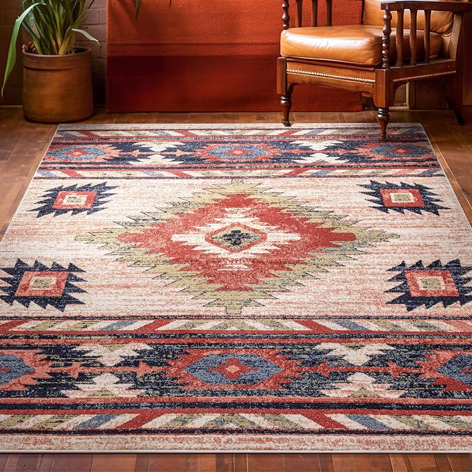 Well Woven Tulsa Lea Cream Traditional Southwestern Tribal 5x7 (5'3" x 7'3") Area Rug