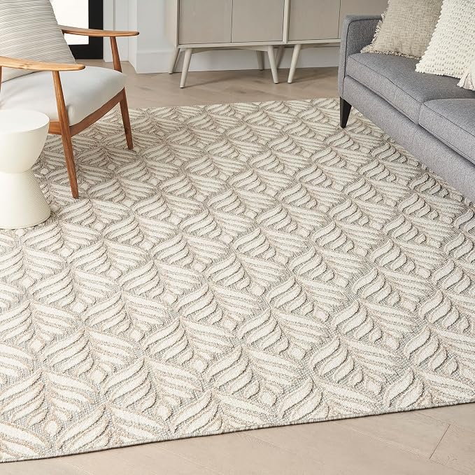 Nourison Home Aloha Ivory Grey 3'6" x 5'6" Area Rug - Easy Clean, Non Shedding, Bed Room, Living Room, Dining Room, Kitchen (4' x 6')