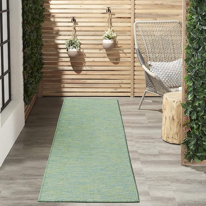 Nourison Home Positano Blue Green 2'2" x 12' Area Rug - Easy Clean, Non Shedding, Bed Room, Living Room, Dining Room, Kitchen (12' Runner)