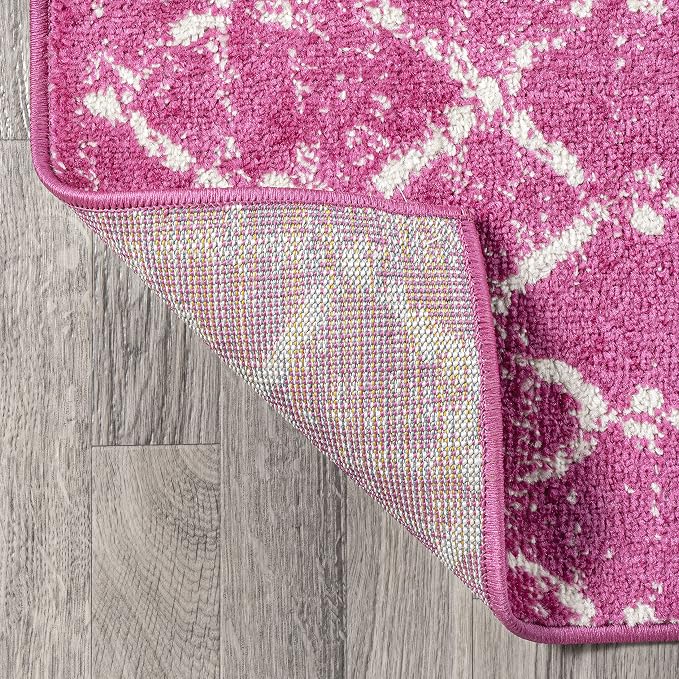 JONATHAN Y Boho Vintage Diamond Fuchsia/Ivory Indoor Area Rug 5X8 ft, Moroccan Hype for Living Room, Bedroom, Kitchen, Office, Easy-Cleaning, High Traffic, Pet-Friendly, Non-Shedding (MOH101G-5)