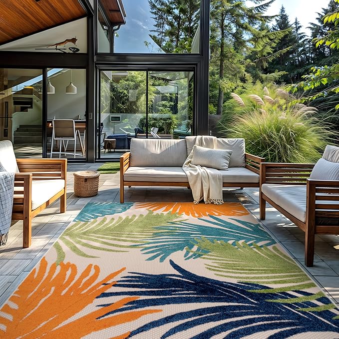 Rugshop Lucca Contemporary Floral Indoor/Outdoor 10' X 14' Multi