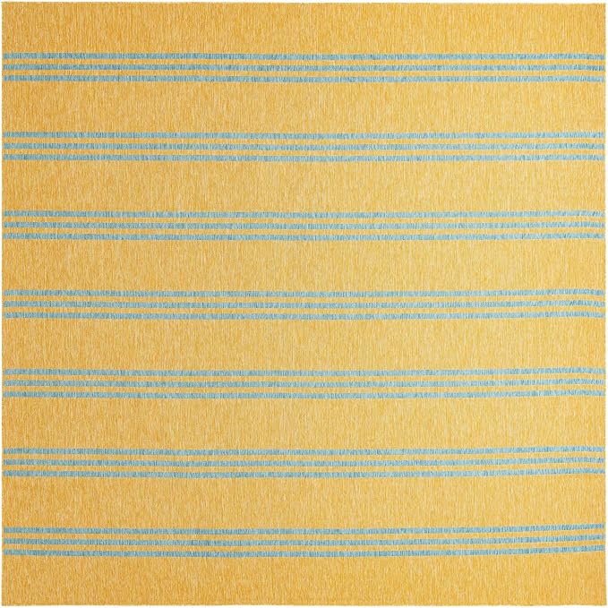 Unique Loom Outdoor Collection Area Rug - Anguilla (13' Square, Yellow and Aqua/Light Blue)