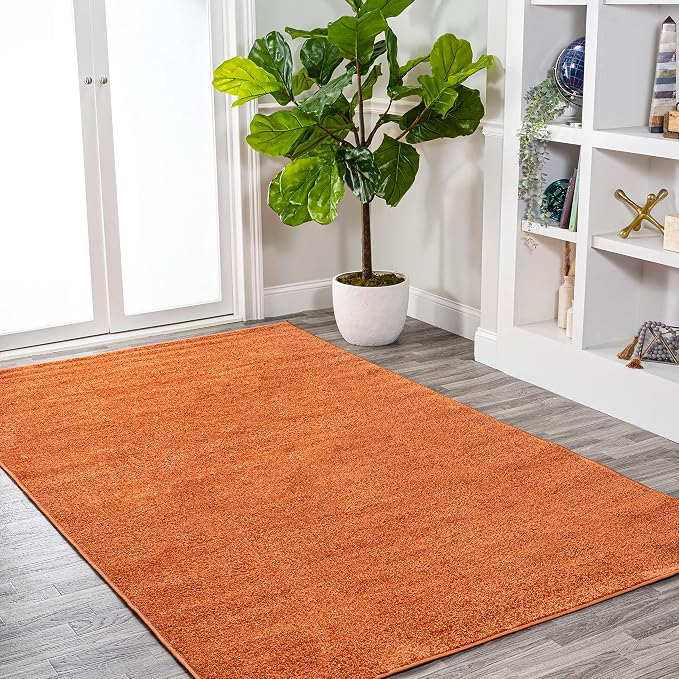 JONATHAN Y Haze Solid Low-Pile Orange Indoor Area Rug 10x14, Coastal,Bohemian,Minimalist,Classic, Easy-Cleaning for Living Room,Bedroom,Kitchen,Pet Friendly,Non-Shedding (SEU100M-14)