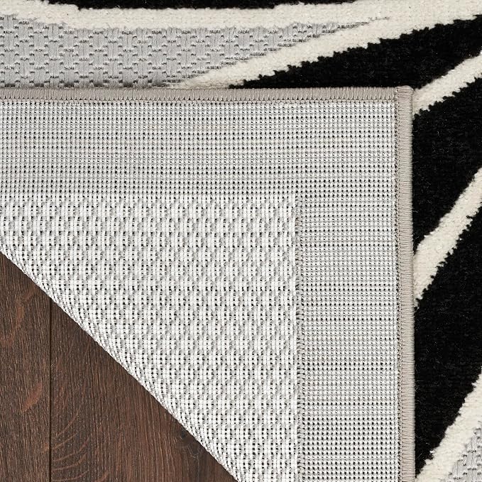 Nourison Home Aloha Black White 6' x 9' Area Rug - Easy Clean, Non Shedding, Bed Room, Living Room, Dining Room, Kitchen (6' x 9')