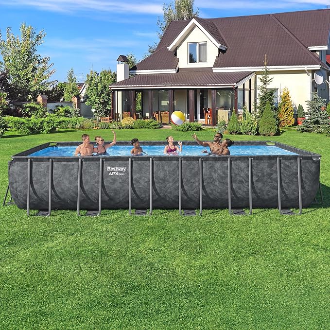Bestway APX 365 24' x 12' x 52" Above Ground Pool Set with Sand Filter Pump | Long-Lasting All-Season Swimming Pool with Galvanized Steel Frame - Ladder, Cover, and Polysphere Filtration Balls Included