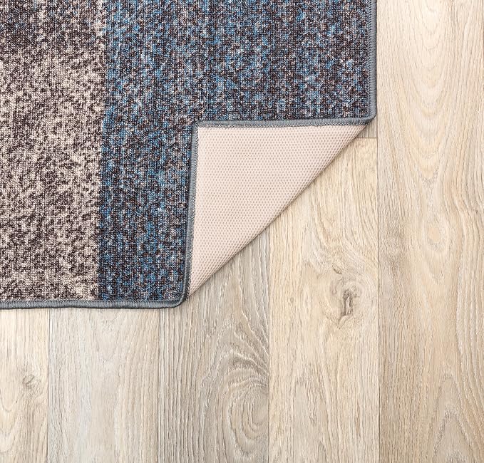 Rugshop Modern Boxes Non-Slip Geometric Runner Rug Blue 2'7" x 6' | Rectangular, Size 2'7" x 6', Living Room, Bedroom, Dining Room, Home Office, Kitchen, Entryway, Hallway, Nursery, Kids Room