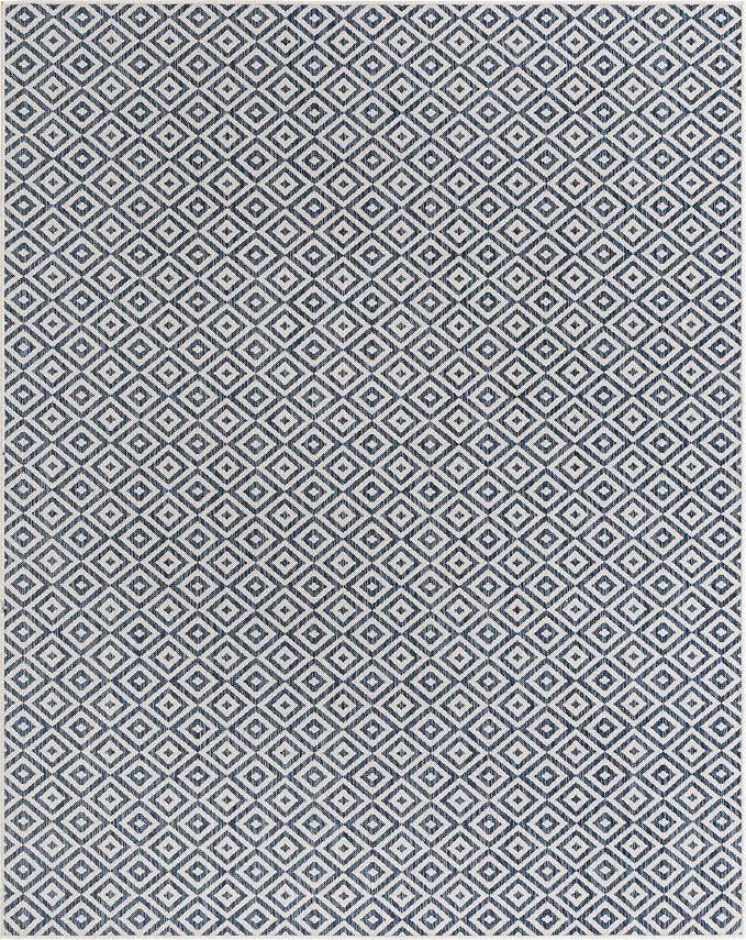 Unique Loom Outdoor Collection Area Rug - Costa Rica (7' 10" x 10' Rectangle, Blue/ Ivory)