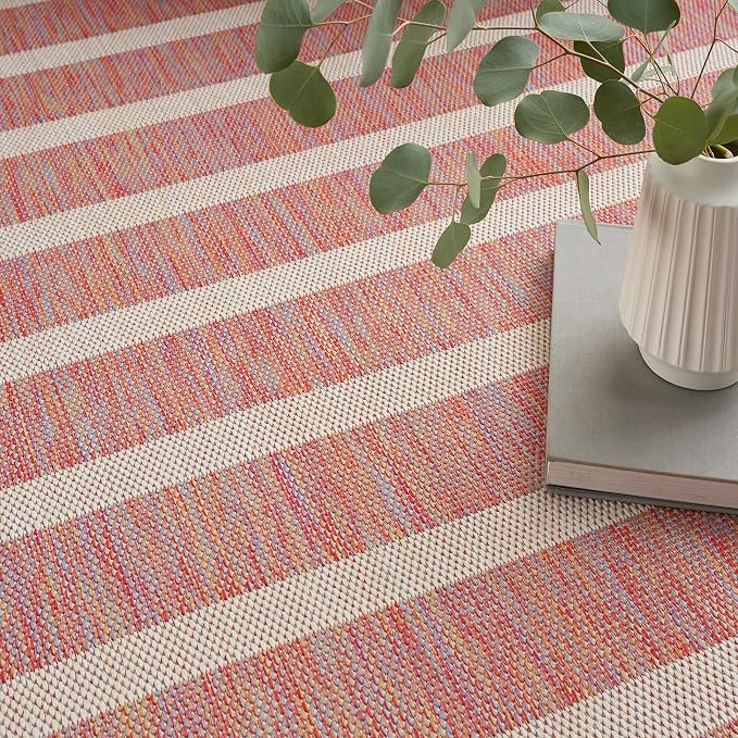 Nourison Home Positano Rainbow Ivory 5' x 7' Area Rug - Easy Clean, Non Shedding, Bed Room, Living Room, Dining Room, Kitchen (5' x 7')