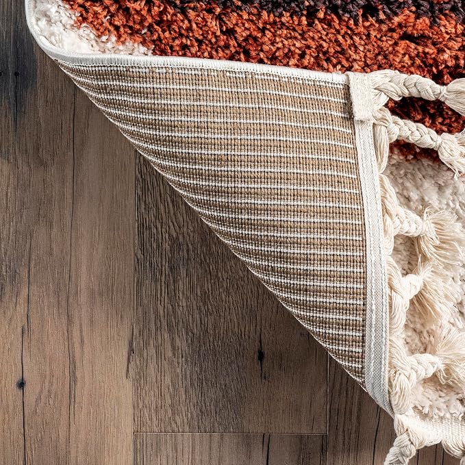 nuLOOM Kali Rust Diamond Power Loomed Area Rug, 9' x 12' | Nuloom Kali Diamond 9' x 12' Shag Area Rug for Living Room Bedroom Dining Room Nursery, Rust