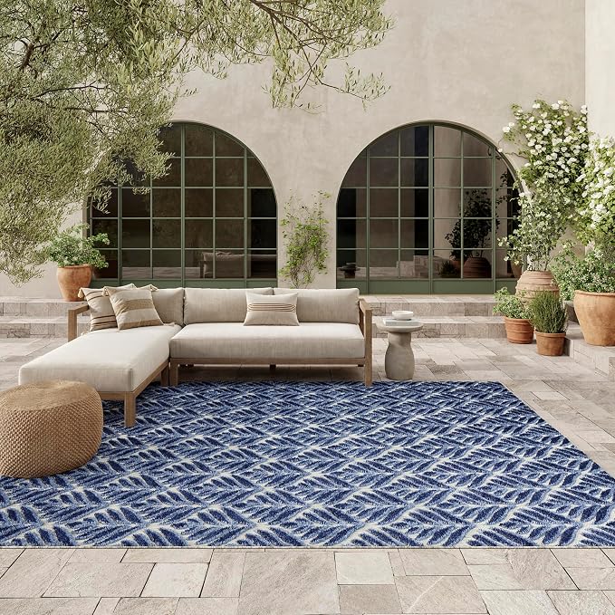 Nourison Home Aloha Blue 6' x 9' Area Rug - Easy Clean, Non Shedding, Bed Room, Living Room, Dining Room, Kitchen (6' x 9')