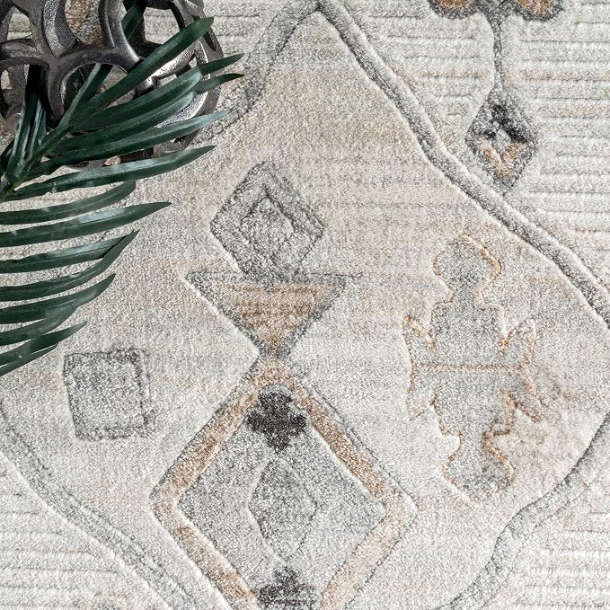 nuLOOM Hunter Tribal 2x3 Accent Rug for Living Room Bedroom Dining Room Entryway Kitchen, Beige/Ivory