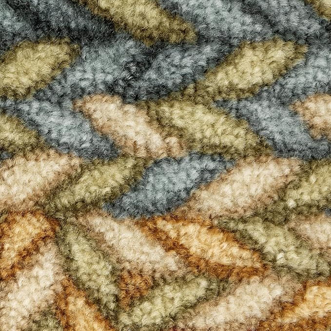 Maples Rugs Marion Bohemian Braided-Style Print Area Rug – Made in USA – Washable, Non-Slip Low-Profile Small Indoor Rug for Entryway & Kitchen, 46" x 30", Multi-Color