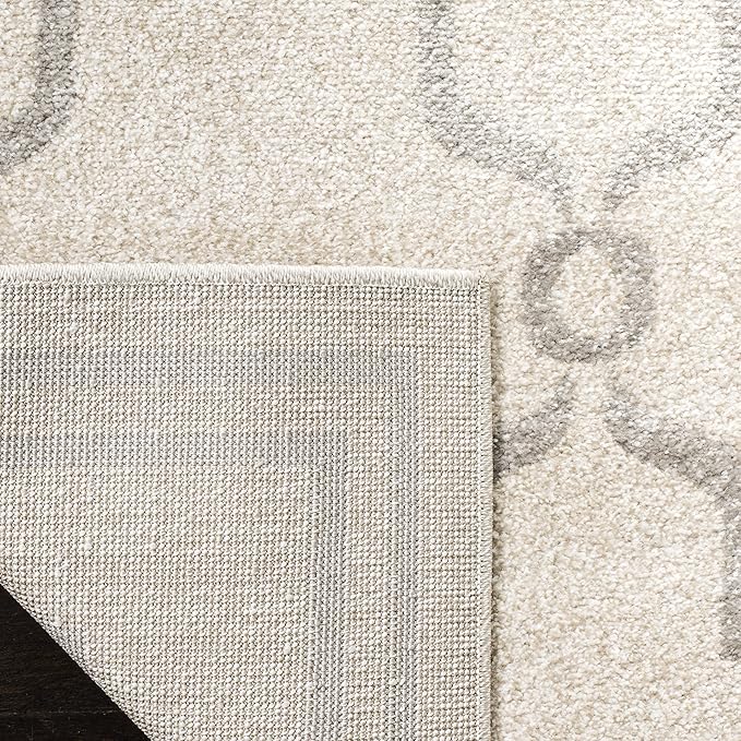 SAFAVIEH Amherst Collection Runner Rug - 2'3" x 15', Ivory & Light Grey, Trellis Design, Non-Shedding & Easy Care, Ideal for High Traffic Areas in Living Room, Bedroom (AMT414E)