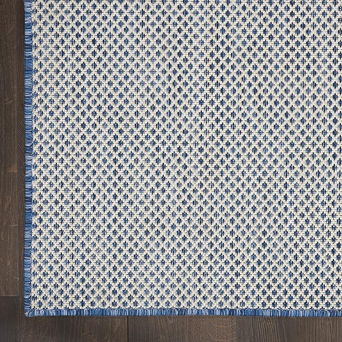 Nourison Home Courtyard Ivory Blue 2' x 3' Area Rug - Easy Clean, Non Shedding, Bed Room, Living Room, Dining Room, Kitchen (2' x 3')