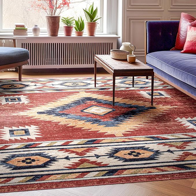 Well Woven Tulsa Lea Crimson Traditional Southwestern Tribal (9'3" x 12'6") Area Rug
