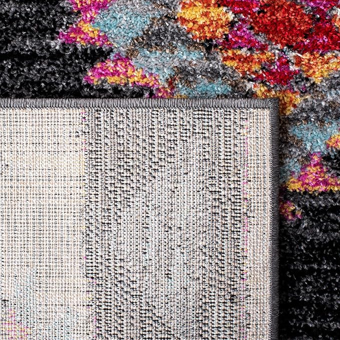 SAFAVIEH Adirondack Collection Area Rug - 6' Square, Black & Red, Boho Tribal Design, Non-Shedding & Easy Care, Ideal for High Traffic Areas in Living Room, Bedroom (ADR245Z)