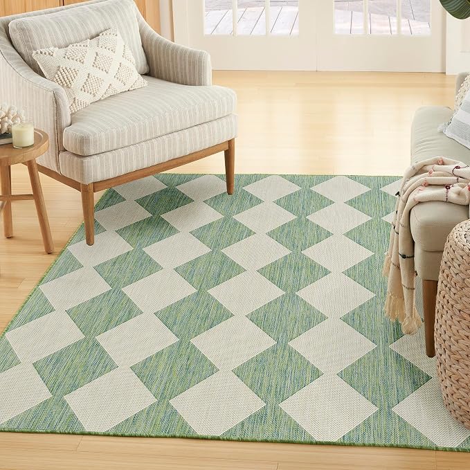 Nourison Home Positano Blue Green 4' x 6' Area Rug - Easy Clean, Non Shedding, Bed Room, Living Room, Dining Room, Kitchen (4' x 6')