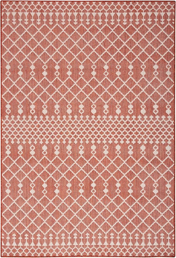 Nourison Home Positano Terracotta 6' x 9' Area Rug - Easy Clean, Non Shedding, Bed Room, Living Room, Dining Room, Kitchen (6' x 9')