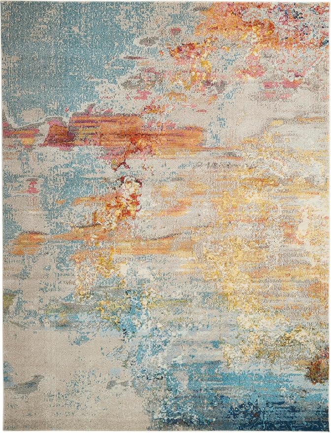 Nourison Home Celestial Sealife 7'10" x 10'6" Area Rug - Easy Clean, Non Shedding, Bed Room, Living Room, Dining Room, Kitchen (8' x 11')